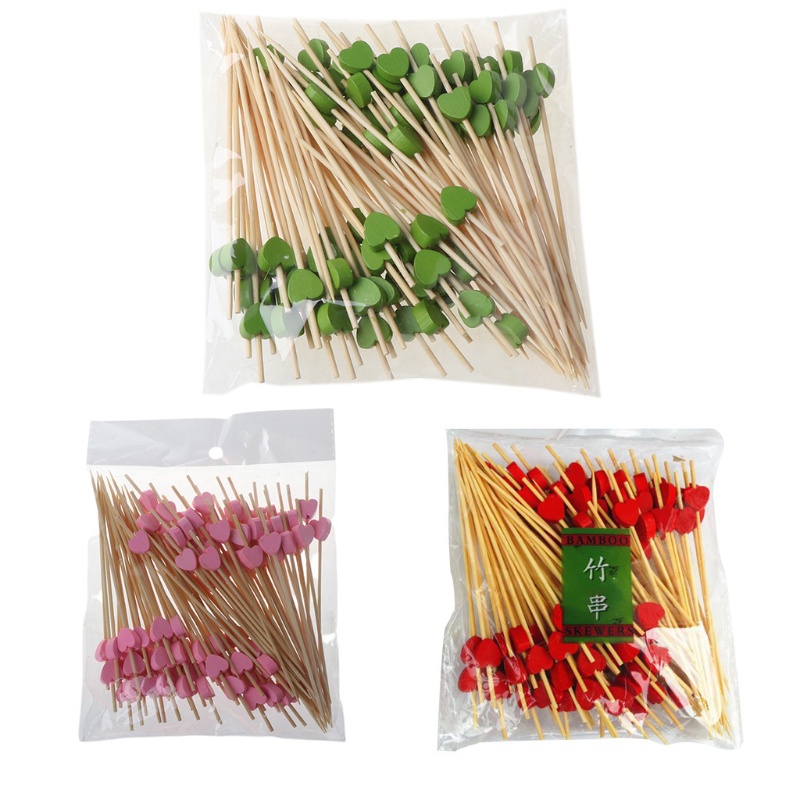Set 100 Xiên Tre Ăn Trái Cây / Tráng Miệng Dùng Một Lần Kích Thước 12cm
