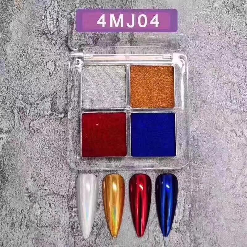 Bột nén tráng gương set 4 màu trang trí nail