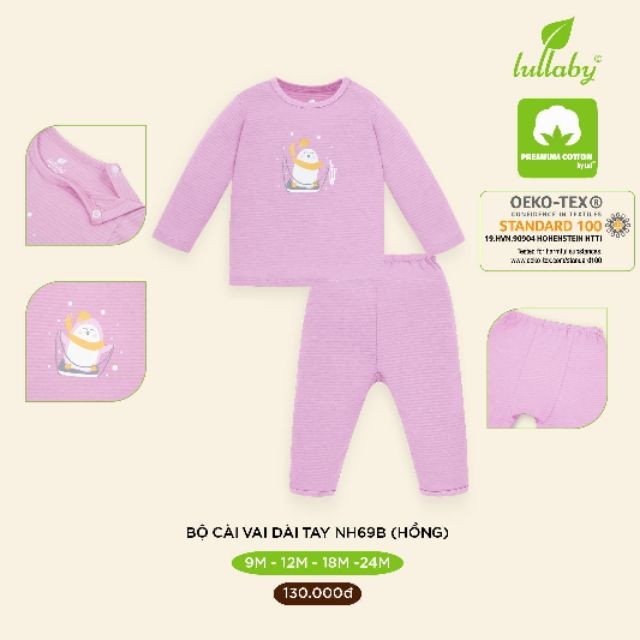 [FAFRINW05 giảm tối đa 30k đơn 150k]Bộ dài tay Lullaby cotton mỏng NH69B