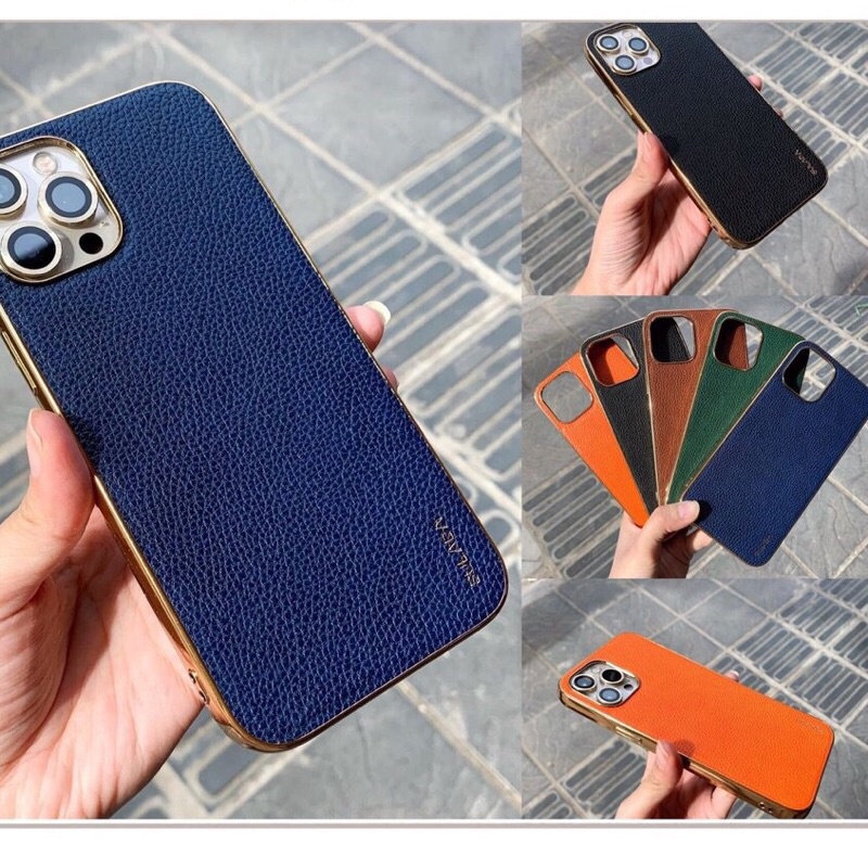 🌟CHÍNH HÃNG🌟 Ốp da SULADA sần cao cấp mạ viền vàng gold sang trọng iphone X XS / MAX /11 12 MINI PRO MAX