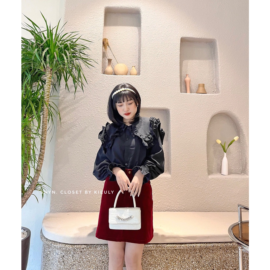 Áo sơ mi nữ vintage cổ bèo tay phồng tiểu thư xinh xắn, Áo sơmi trắng ulzzang cho nữ-Shyn.closet | BigBuy360 - bigbuy360.vn