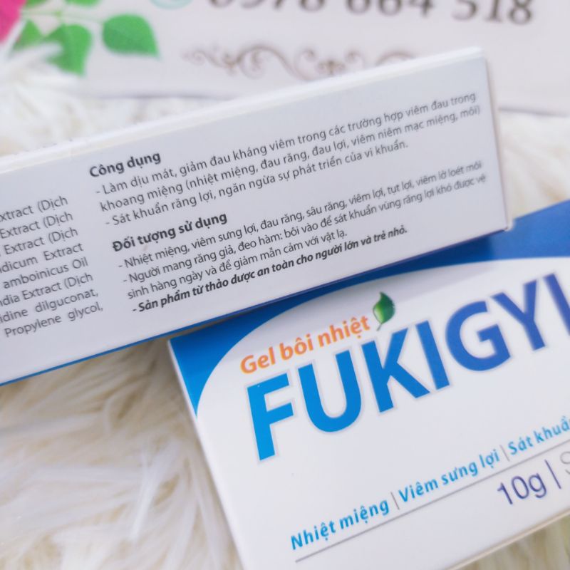 Gel bôi nhiệt miệng, viêm sưng lợi, sát khuẩn răng miệng Fukigyl tuýp 10g