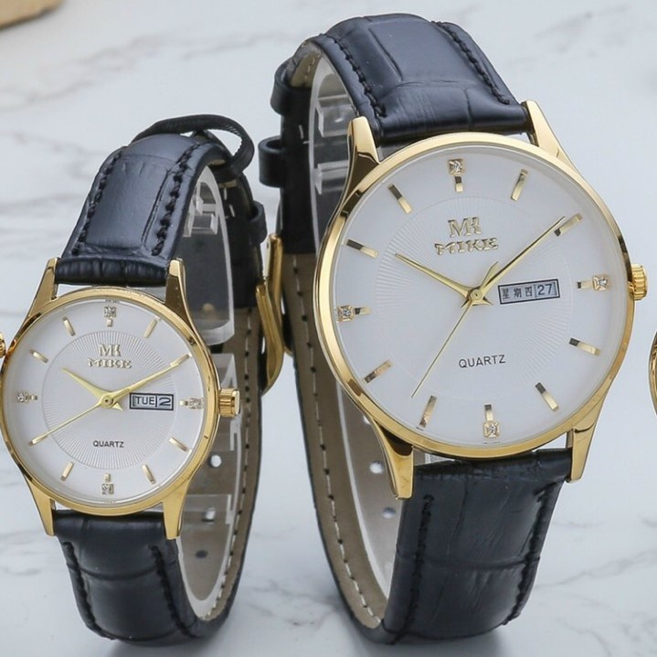 Đồng hồ nam nữ, đồng hồ cặp đôi chính hãng Mike 8390 dây da mặt tròn, chống nước, bảo hành 12 tháng