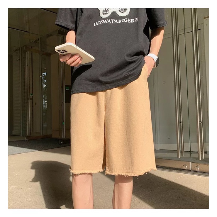 QUẦN SHORT KAKI ỐNG RỘNG NAM NỮ T-A-N Style hàn quốc-QSKT1-dể phối đồ màu be ảnh thật