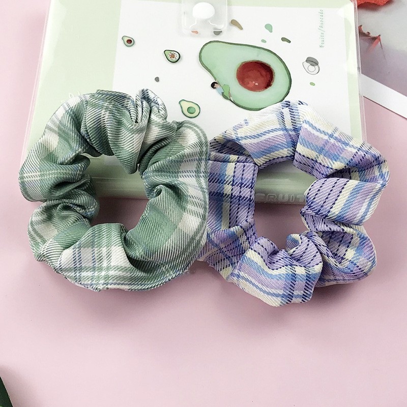 Dây buộc tóc scrunchies vải kẻ sọc Hàn Quốc đẹp cao cấp DT01