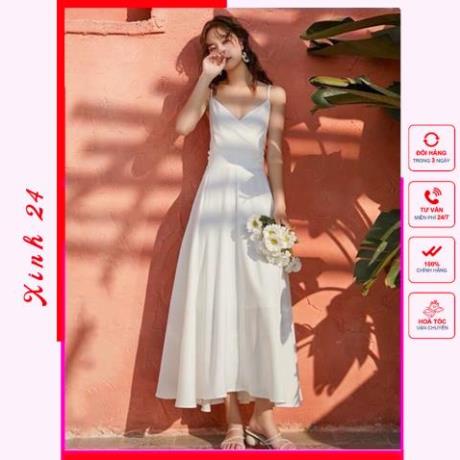Đầm váy maxi trắng nơ sau đi tiệc - đi biển (kèm hình thật) | BigBuy360 - bigbuy360.vn