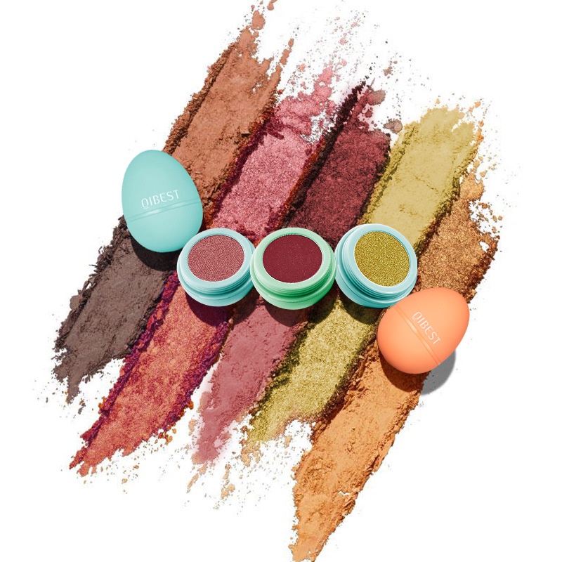 [Hàng mới về] Phấn mắt màu đơn sắc lì ánh nhũ ngọc trai lấp lánh kiểu dáng trái trứng dễ thương QIBEST