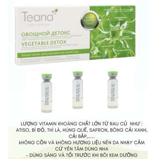 Serum Teana VEGETABLE DETOX THẢI ĐỘC SÂU GIẢM STRESS, CHO DA Căng bóng