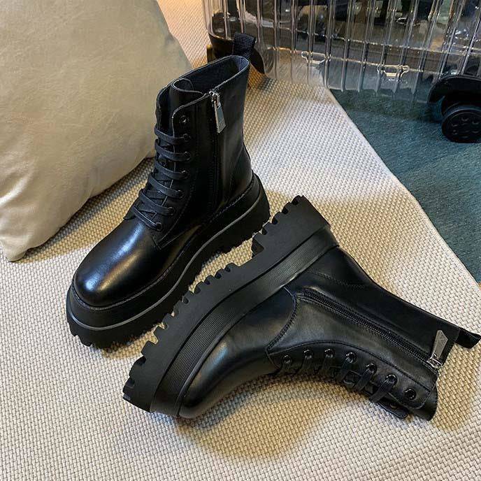 Giày Boot Đế Dày Tăng Chiều Cao Phong Cách Anh Quốc Thời Trang Thu Đông Mới Cho Nữ