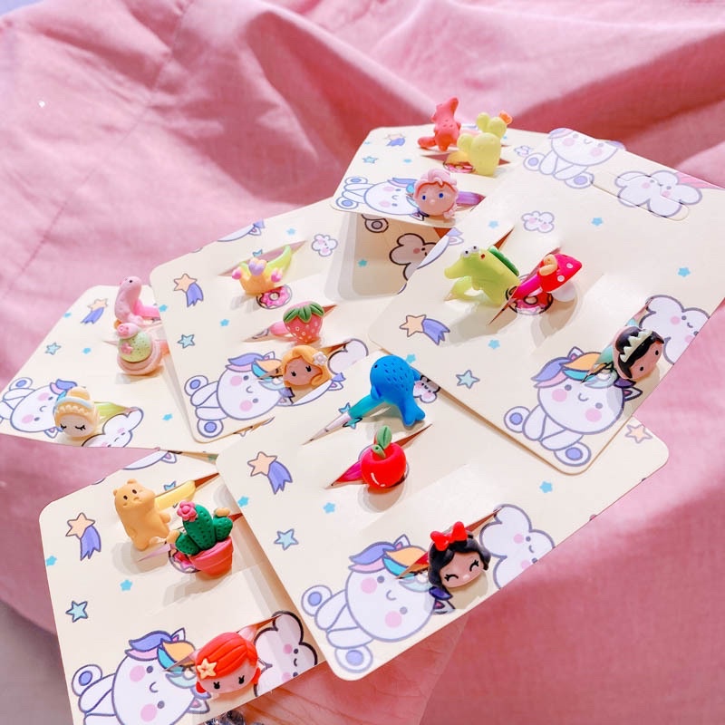 Set 3 nhẫn nhựa hình các nàng công chúa đáng yêu cho bé