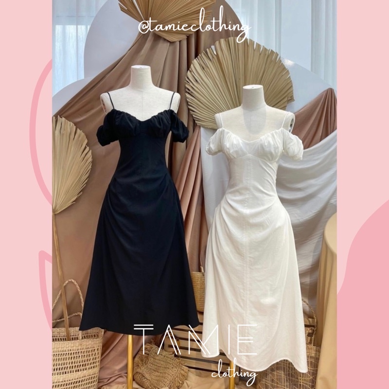 Đầm LỌ LEM Váy 2 Dây Thiết kế VAI BÈO NHÚN CÚP NGỰC tamieclothing D08 | BigBuy360 - bigbuy360.vn