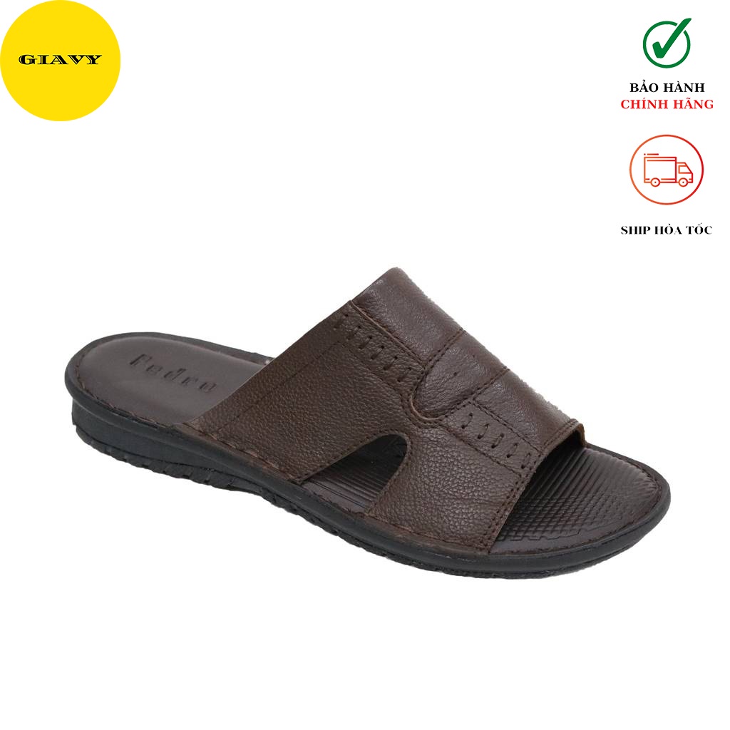 Dép nam quai da, dép nam trung niên, đế dúc L0018 - GIÀY GIAVY