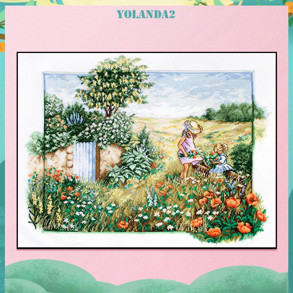 Tranh thêu chữ thập 11CT 3 sợi cotton hình khu vườn toàn diện đẹp mắt