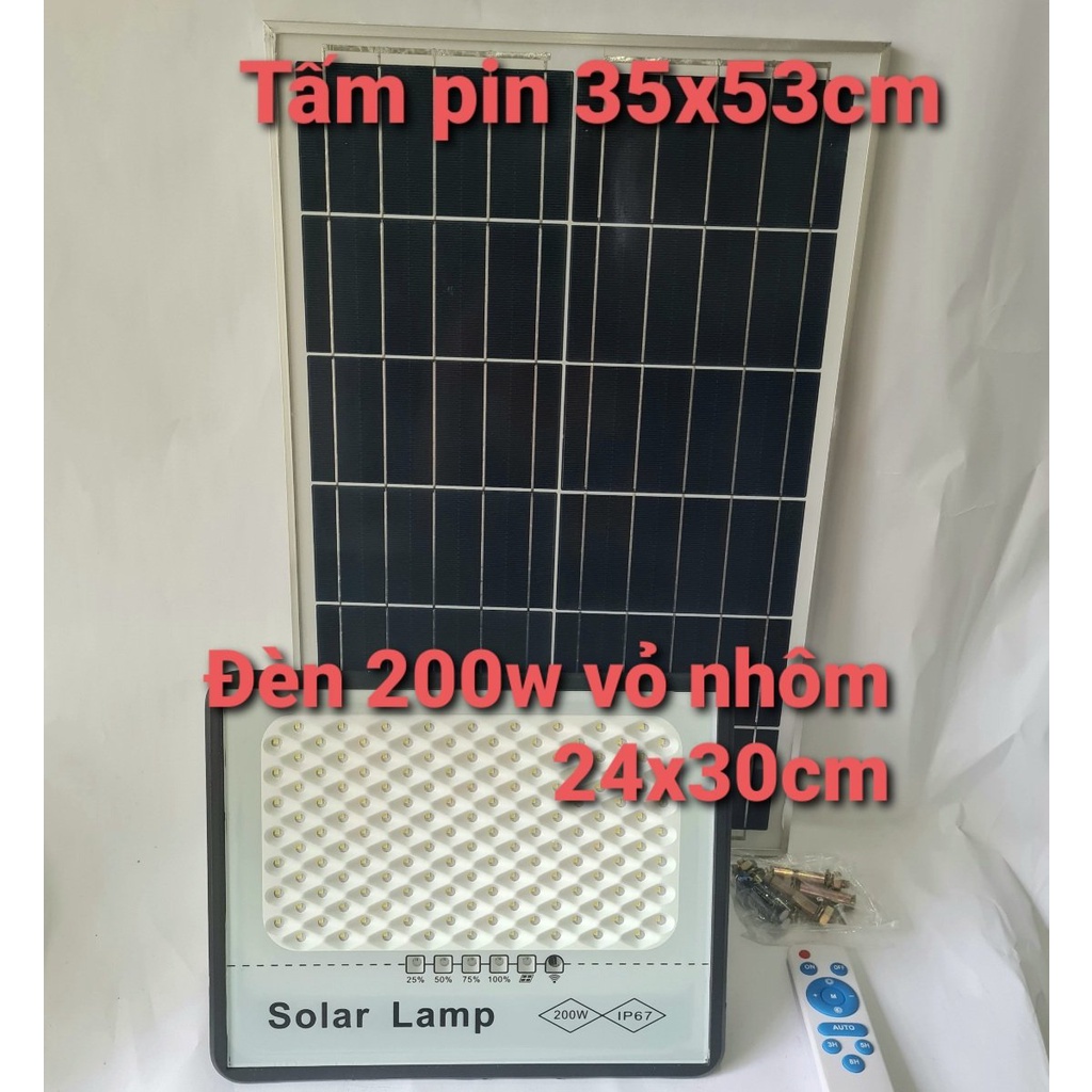 ĐÈN LED NĂNG LƯỢNG MẶT TRỜI CHỐNG CHÓI 200W TẤM PIN RỜI - CÓ REMOTE - DÂY DÀI 5M - BH 12 THÁNG