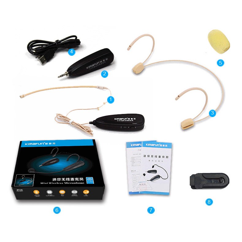 Micro hạt gạo không dây Kimafun KMG120 cho Amply, loa trợ giảng, Nhạc cụ có sẵn