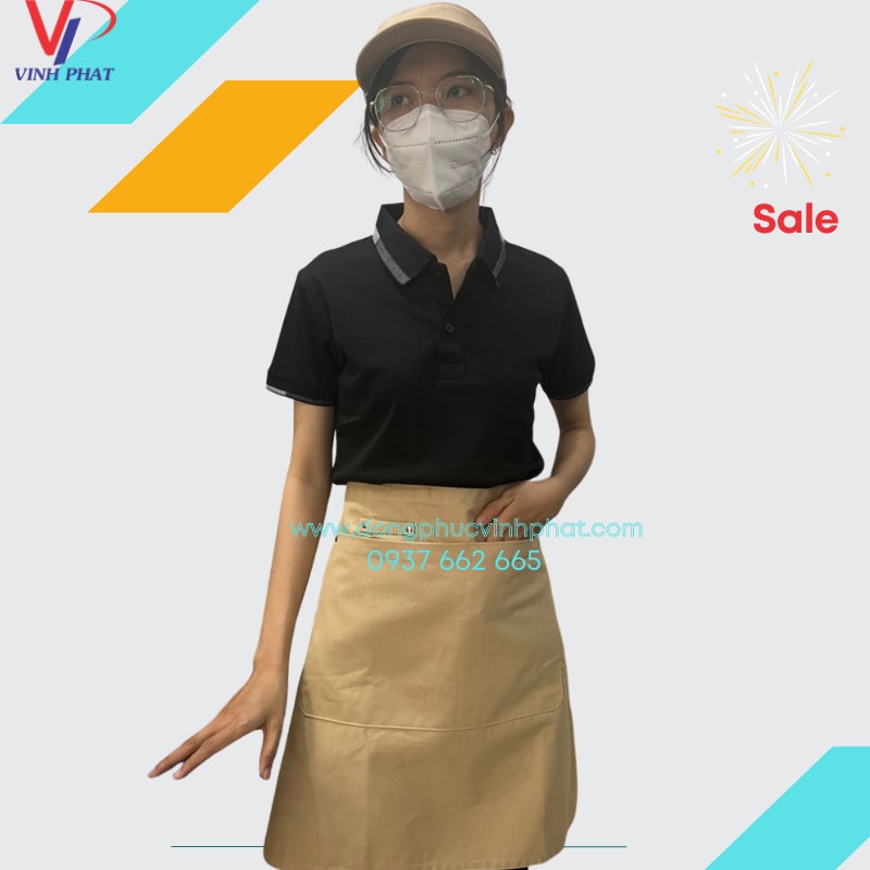 Tạp dề Ngắn Đủ Màu Đồng Phục Quán Cafe Làm bếp Giá rẻ