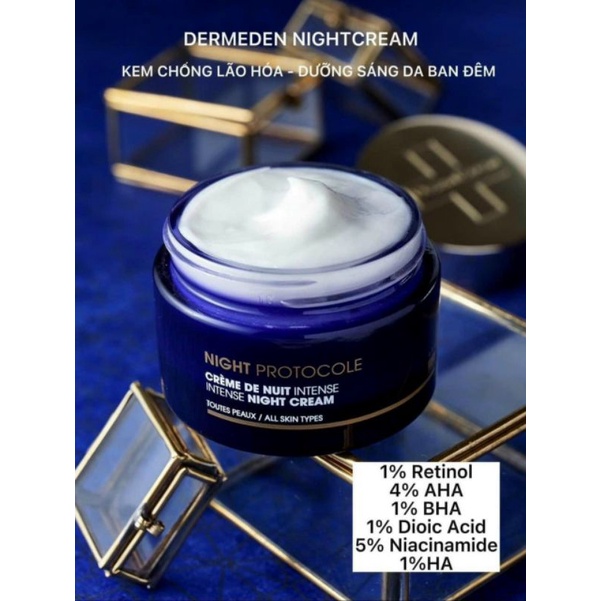 Kem dưỡng ẩm chống lão hóa Dermeden Night Cream Retinol 1% + Niacinamide 5%