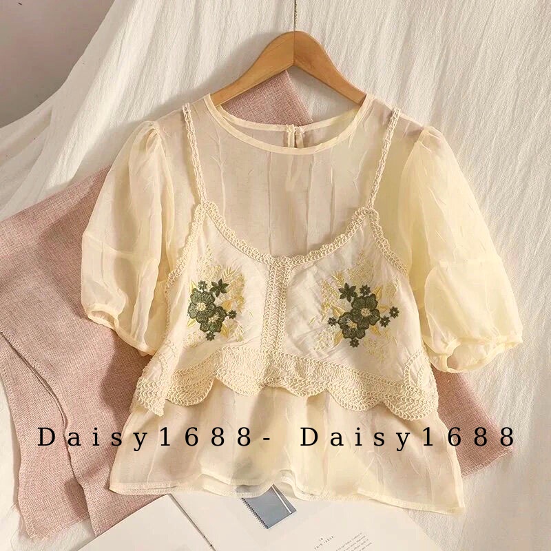 Có sẵn- Áo 2 dây thêu hoa croptop nhiều mẫu đi biển phong cách Vintage