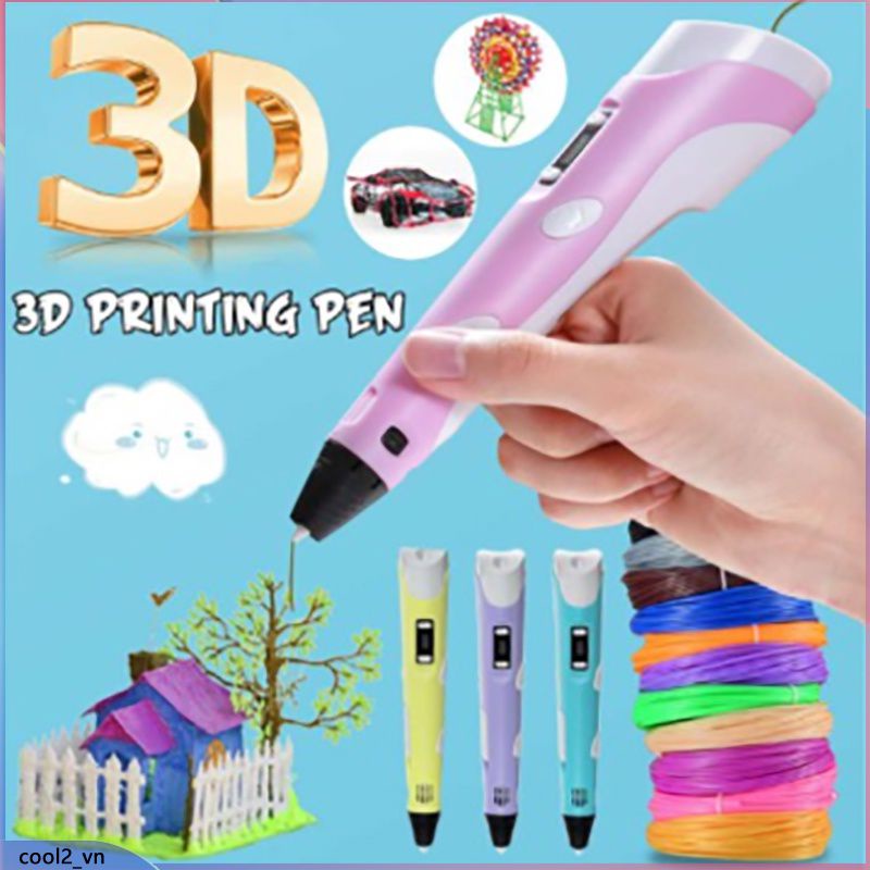 Bút Vẽ Graffiti 3D Có Thể Điều Chỉnh Nhiệt Độ Kèm Dây Cáp USB Sợi Tơ Giáo Dục Cho Bé