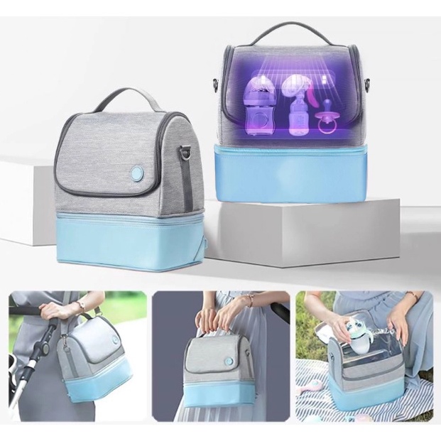 Túi xách tiệt trùng tia UV,Tiệt trùng bình sữa đồ dùng cho bé, tiện lợi cho các mẹ hay đi du lịch cùng bé