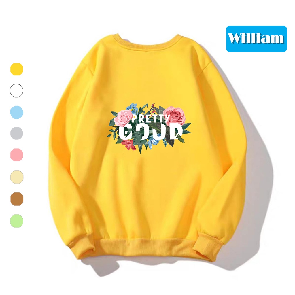 Áo sweater nam nữ in hình Hoa Lá cực xinh chất nỉ dày dặn, hợp làm áo cặp William - DS195
