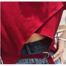 Áo Thun Tay Ngắn Xẻ Tà Sau Lưng Phong Cách Hàn Quốc Độc Đáo Cho Nữ