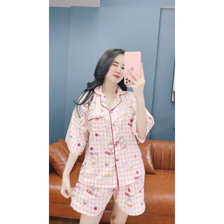 Đồ Bộ mặc nhà Pijama Lụa Hàn ngắn