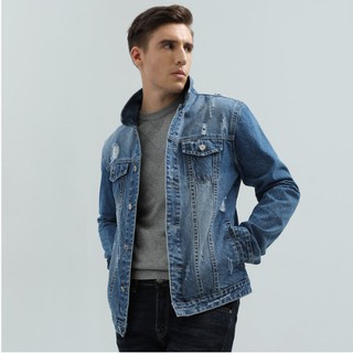 Áo khoác jean nam BILUXURY màu xanh nhạt - AKBT004XNH