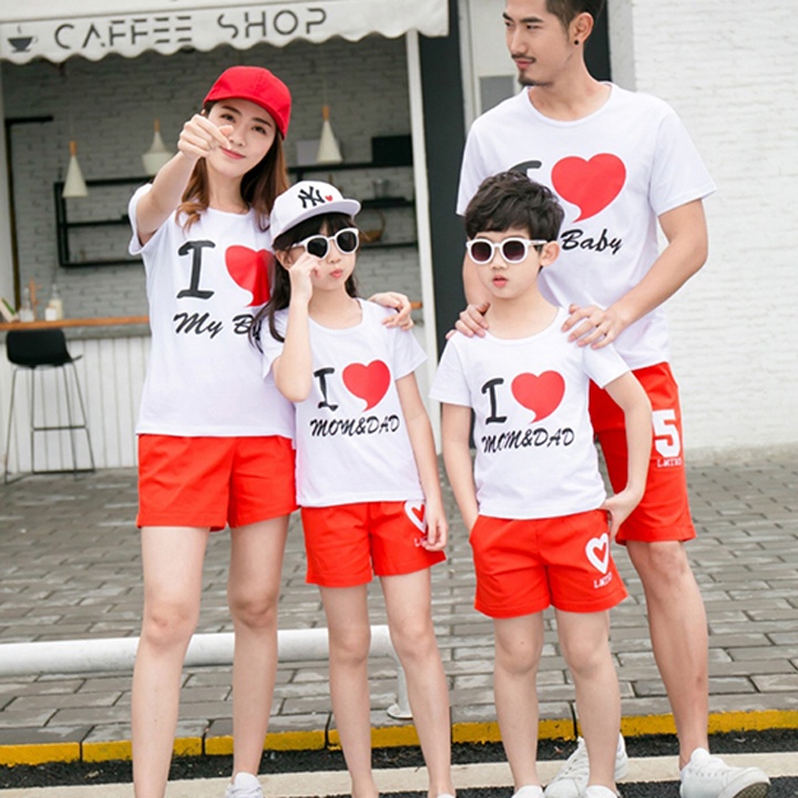 Áo Phông Gia Đình Họa Tiết I LOVE YOU cực đẹp