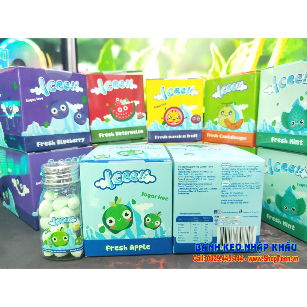 ✅ Kẹo Ngậm The Icee Apple - Vị Táo Xanh 23gr - Hũ