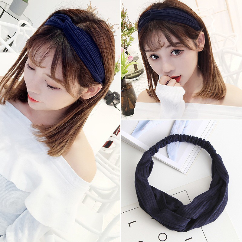 [Mã FAMARAL1 giảm 10K đơn 50K][NowShip2h] Băng Đô Cài Tóc Vải Thun Gân Trơn Co Giãn Phong Cách Hàn Quốc - Mã BD001