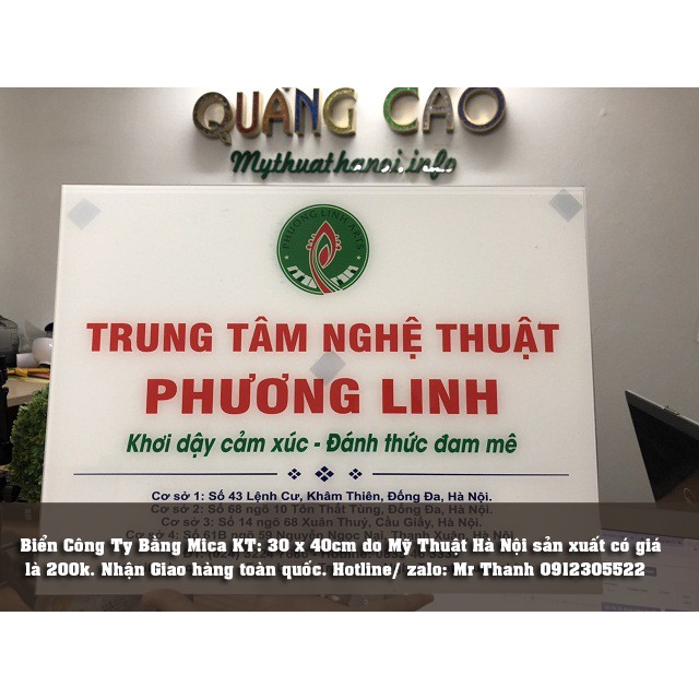 Biển Công ty bằng Mica KT 30x 40 cm