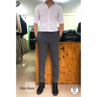ComBo Quần Âu Xám Đậm + Áo Sơ Mi Trắng Cổ Bẻ - Shop đồ công sở