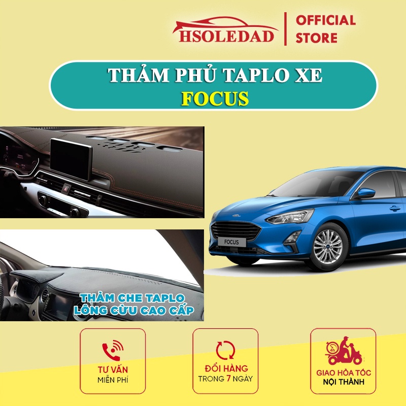 Thảm taplo Ford FOCUS bằng lông Cừu 3 lớp hoặc Da Cacbon