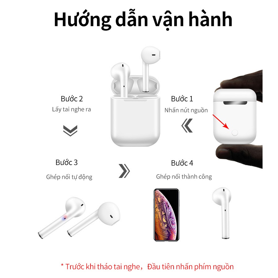 Tai nghe thể thao bluetooth 5.0 I11 có hộp sạc màu xanh dương