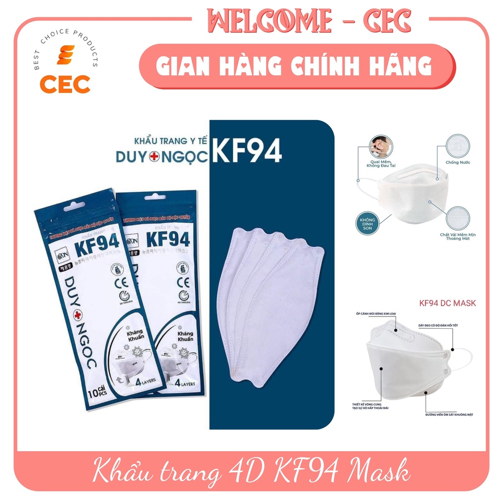 KF94 Hàn Quốc - Combo 50 cái - Khẩu trang 4D Mask Duy Ngọc 4 lớp lọc kháng khuẩn phòng dịch hiệu quả DN94 [CEC Store]