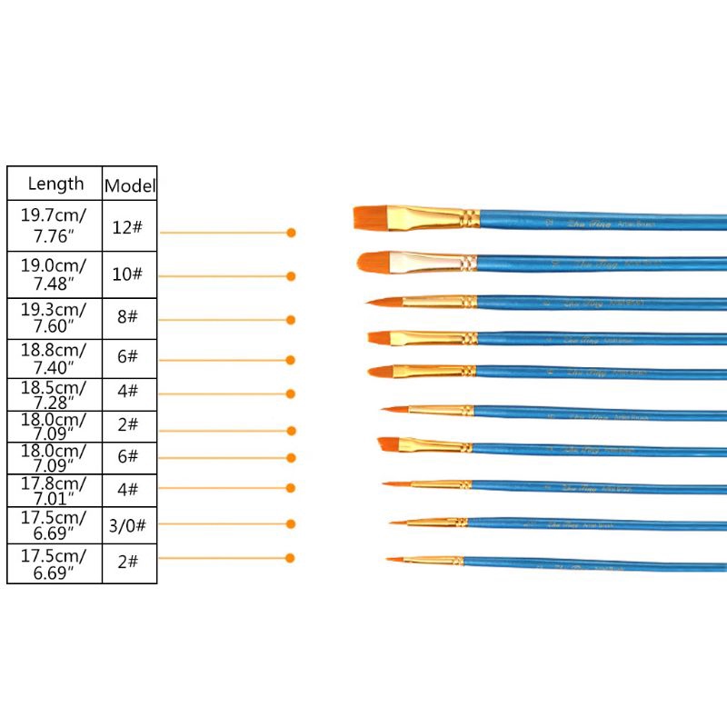 [Hàng mới về] Set 10 cọ tô màu nước chất liệu nylon
