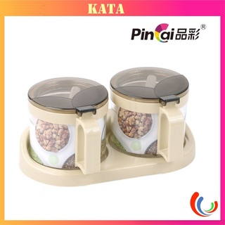 Bộ Lọ Đựng Gia Vị Thủy Tinh Đẹp Kèm Thìa Nắp Bật Thông Minh Tay Cầm Tiện Lợi PinCai Mã MT-3219