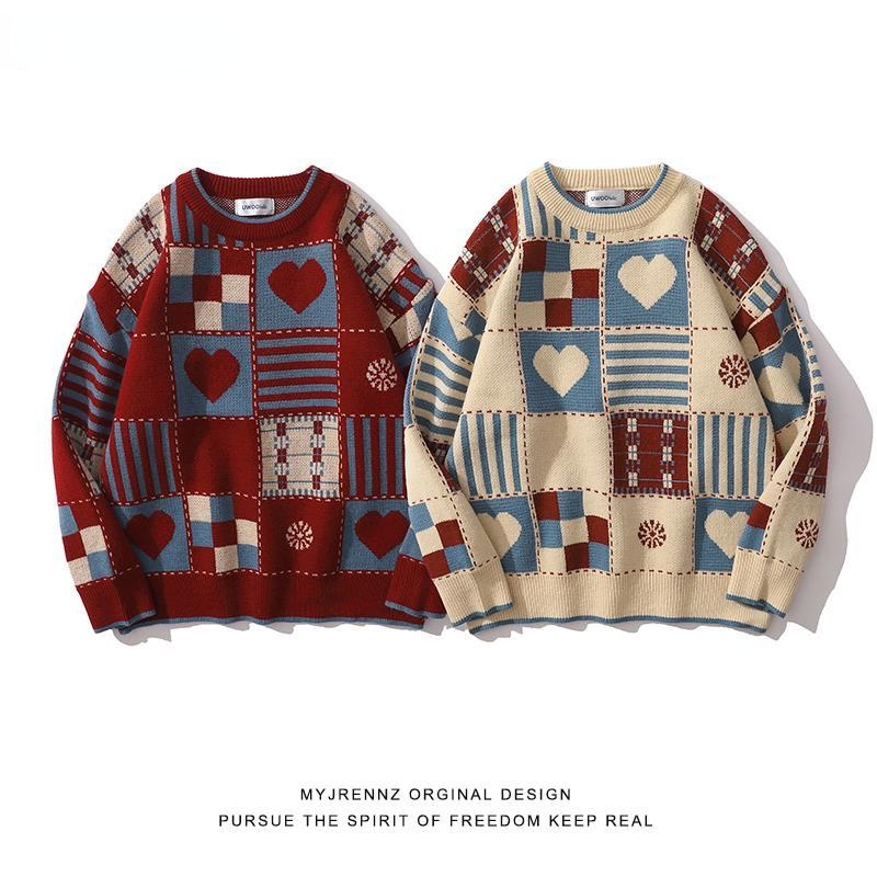Áo Sweater Cổ Tròn Dáng Rộng Sọc Ca Rô Phong Cách Nhật Bản Thời Trang Cho Nữ