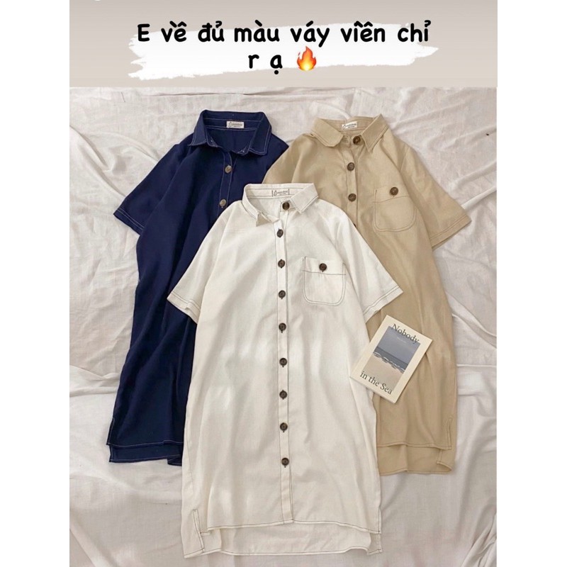 [Ảnh thật/Video/Sẵn]Váy đũi linen chỉ nổi cúc dọc/Đầm linen suông cúc trước