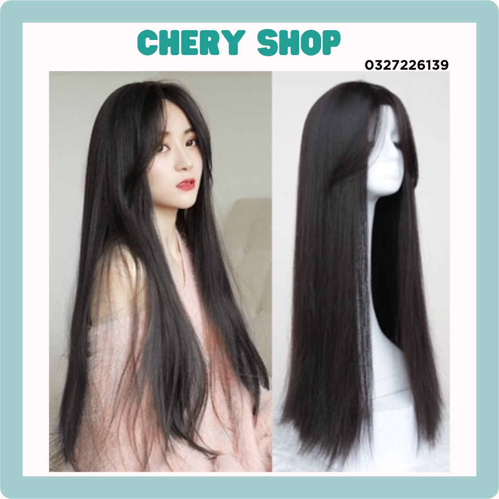 Tóc giả nữ đẹp nguyên đầu thẳng hai mái bay mẫu mới siêu hot tặng kèm lưới trùm wig mã 2061