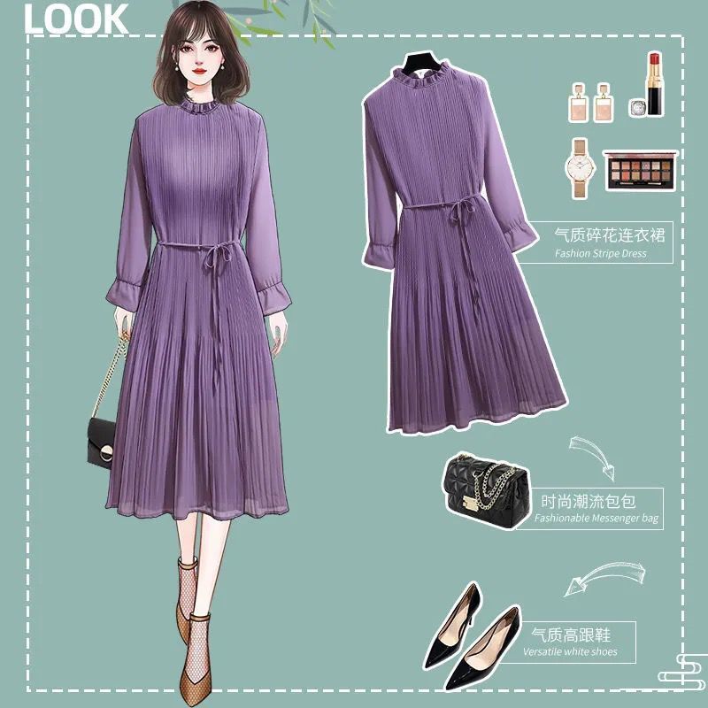 Đầm voan xếp ly cỡ lớn phong cách phương tây thời trang mùa xuân cho nữ