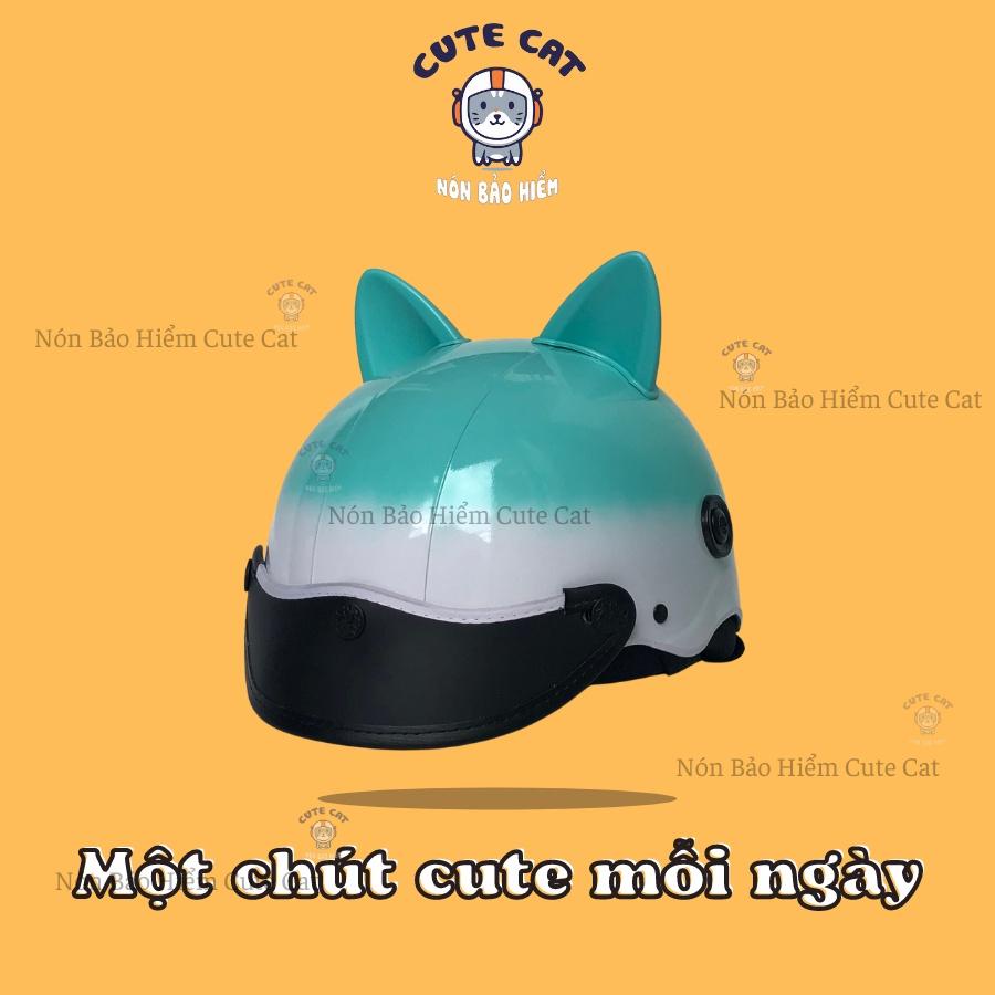 Nón Bảo Hiểm Nửa Đầu Kèm Tai Mèo Có Nhiều Màu Lựa Chọn Siêu Dễ Thương Chất Liệu Nhựa ABS Gọn Nhẹ CUTE CAT