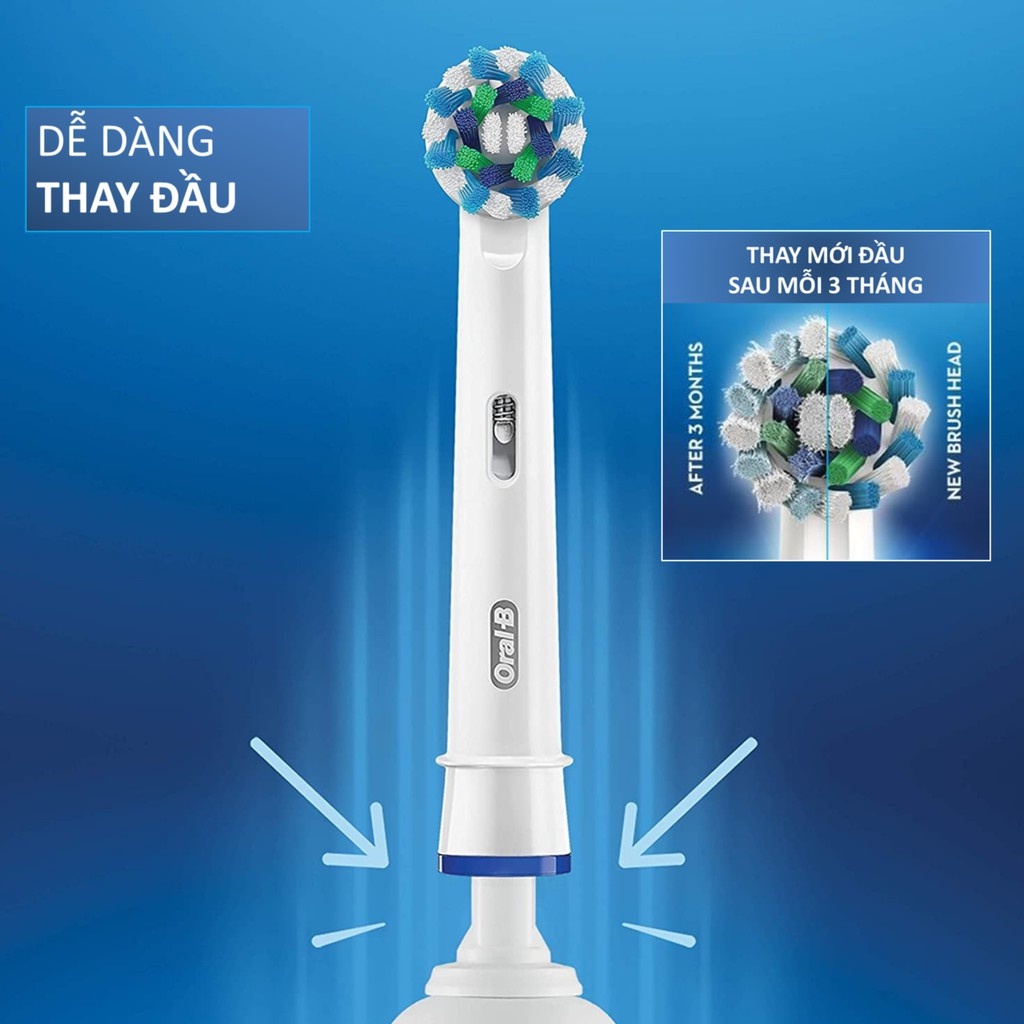 Bàn chải điện đánh răng tự động Oral B sử dụng pin làm sạch răng, hạn chế viêm nướu, loại sạch mảng bám