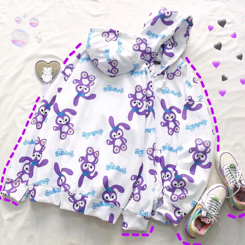 Áo Hoodie Zip Thỏ Cute Ảnh Thật 100%
