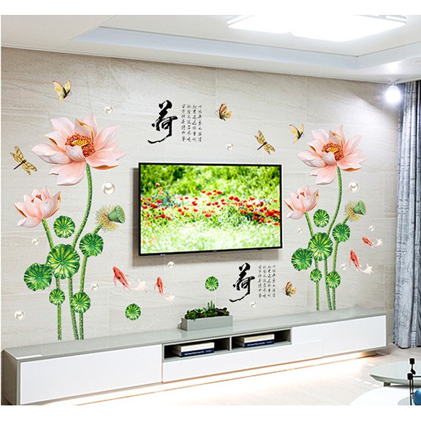 Decal trang trí tường Hoa Sen nỏ hồng nhạt