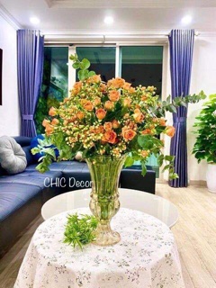 Lọ hoa thuỷ tinh pha lê dáng ly cao cấp