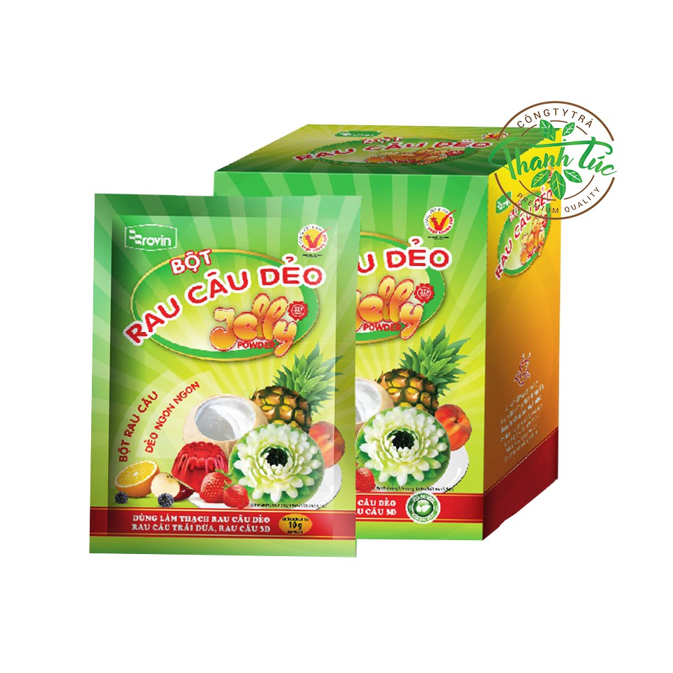 Bột Rau Câu Dẻo Rovin Jelly Rovin Hoàng Yến Hộp 12 Gói (Dẻo 57k)