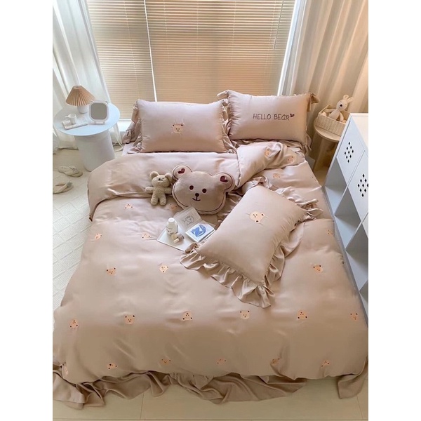 Chăn ga gối tencel Teddy Gấu 5 món