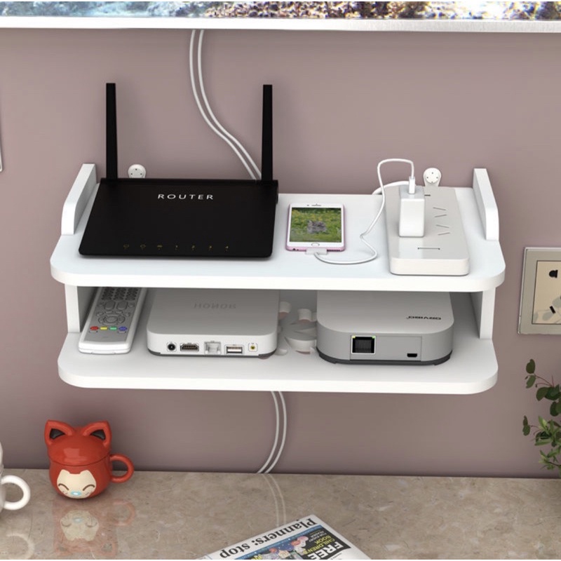 kệ trao tường sắp xếp luu trữ cục wifi/ vật dụng trong gia đình gọn gàng ngăn nắp sạch sẽ trang trí phòng khách phòng ng